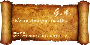 Günszberger Apolka névjegykártya